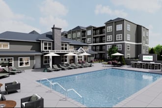 3d interior and exterior apartment, multi family housing