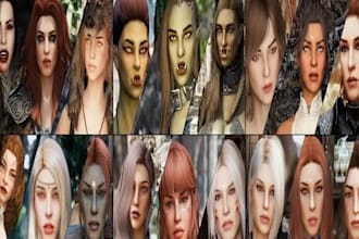 design unique game character and mods for skyrim or fantasy game
