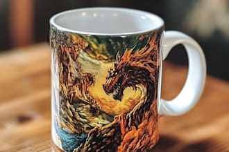 draw coffee mug design, custom mug design