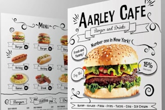 draw doodle cafe menu and restaurant business card template