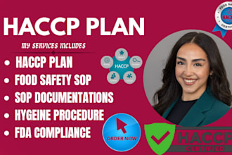 make full customized haccp or food safety plan, procedures and monitoring forms