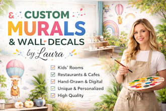 design mural, decal, doodle for walls, kid room, restaurants and cafe