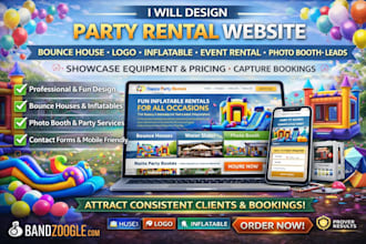 party rental website bounce house logo inflatable event rental photo booth leads