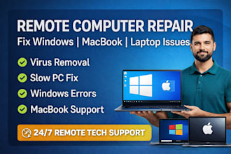 repair, fix your windows, laptop, computer and mac remotely