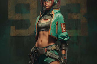 sketch of your character, sci fi fantasy, cyberpunk for you