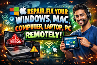 repair, fix your windows, mac, computer, laptop, pc remotely
