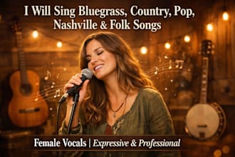 sing bluegrass song, country vocals, pop, nashville, folk song