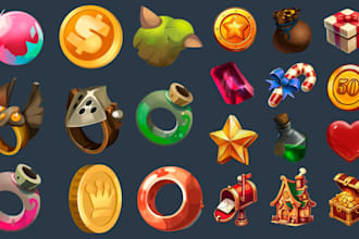 do  2d game icons, assets, props, items and objects for games