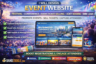 event website festival, conference, event ticket selling event booking SMM leads