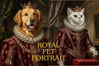 draw a funny royal pet portrait in renaissance style
