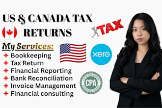 do US and canada tax return, accounting, bookkeeping, and payroll for businesses