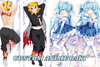 draw custom anime dakimakura body pillow art sfw nsfw for your oc vtuber waifu