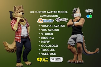create 3d furry vtuber model, nsfw vtuber character, 3d vrc avatar