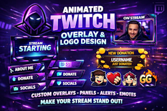 design animated twitch overlay stream overlay  animation twitch logo design