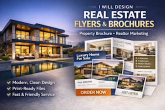 design modern real estate flyer,property brochure and realtor marketing material