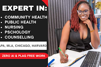 write on community health, public health, nursing,  psychology and counselling