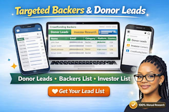 provide targeted crowdfunding backers, donor leads and investor lists