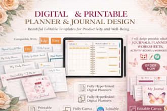 design etsy digital planner editable journal design etsy hyperlinked planner