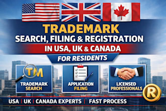do trademark search, filling, registration in uk, usa, canada for resident