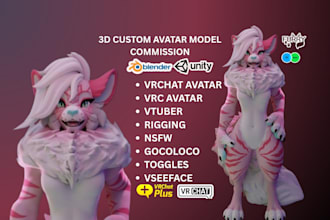 create realistic 3d furry model, nsfw vrchat avatars and vtuber models