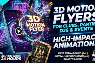 design a 3d motion flyer video