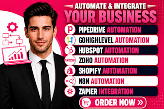 pipedrive gohighlevel hubspot zoho shopify n8n automation and zapier integration