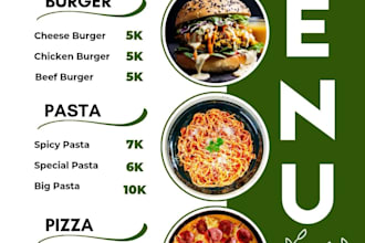 design a modern restaurant menu food menu or bar menu for print and digital