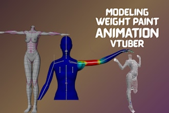 3d vrchat avatar rigging, weight painting in blender and vtuber model setup