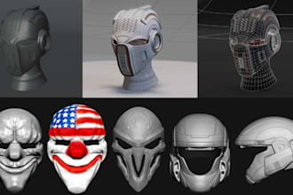 model 3d mask, sculpt 3d helmet, cosplay weapon, armor, 3d props for 3d printing