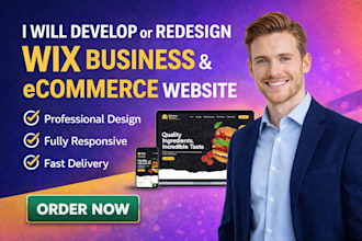 design wix website, wix ecommerce, wix landing page and wix studio redesign