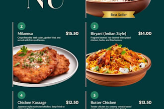 create a modern restaurant food menu design or cafe menu board
