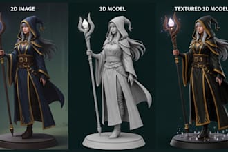 create action figurine dnd convert 2d image to 3d model stl file for 3d printing