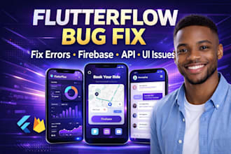 fix flutterflow bugs, errors, app crashes, firebase issues in flutterflow app
