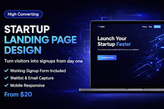 design a saas landing page or startup website that converts