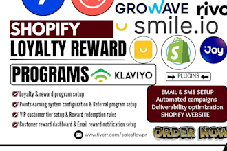setup shopify loyalty program rivo joy smile io growave yotpo marsello klaviyo