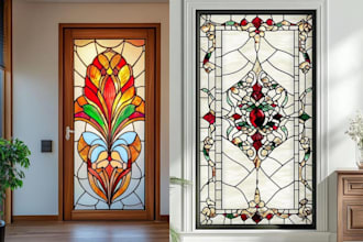 design classic stained glass art and illustrations