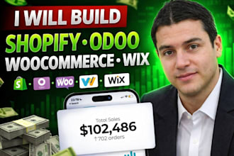 build shopify store ecommerce website, odoo website, wordpress woocomerce, wix