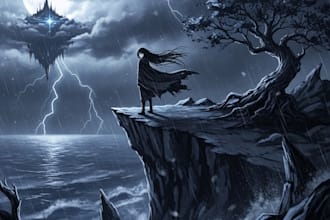 draw dark anime style art illustration
