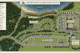 design site plan, rv park maps, subdivision town maps, campground maps
