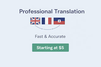 translate english french and haitian creole professionally