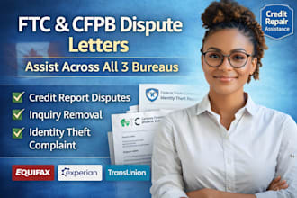 assist in filling ftc, dispute letter and cfpb across all three bureaus
