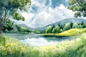 paint landscapes in watercolor