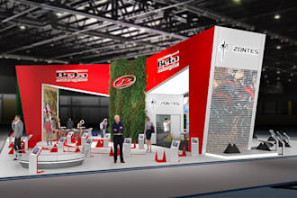 design a professional 3d exhibition stand and realistic renders