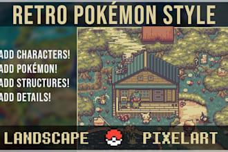 create a retro pokémon style pixel art landscape