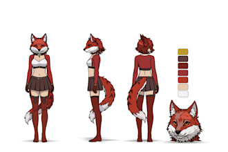 create a furry reference sheet, custom fursona, and furry art