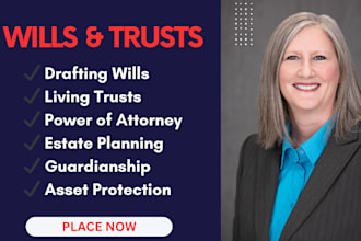 draft individual wills, couples will, trusts and estate plan documents