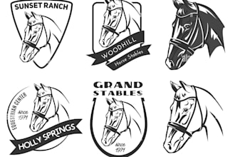 make modern a horse, equestrian, ranch, unicorn logo with vector files for you