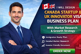 design a canada startup UK innovator visa business plan with market research