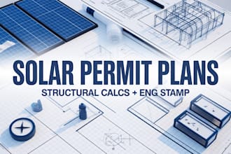 create solar permit plans with structural calculations and engineering stamp
