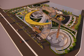 visualize 3d modern urban landscape,public park design,recreational space render